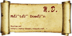 Máté Domán névjegykártya